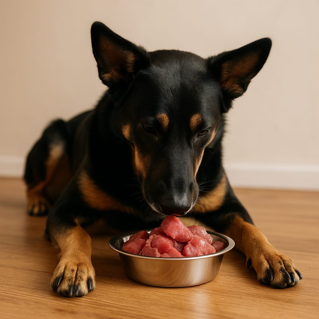 Réussir une transition alimentaire sans troubles digestifs un chien et un chat mangeant côte à côte dans leurs gamelles, avec des croquettes différentes visibles.