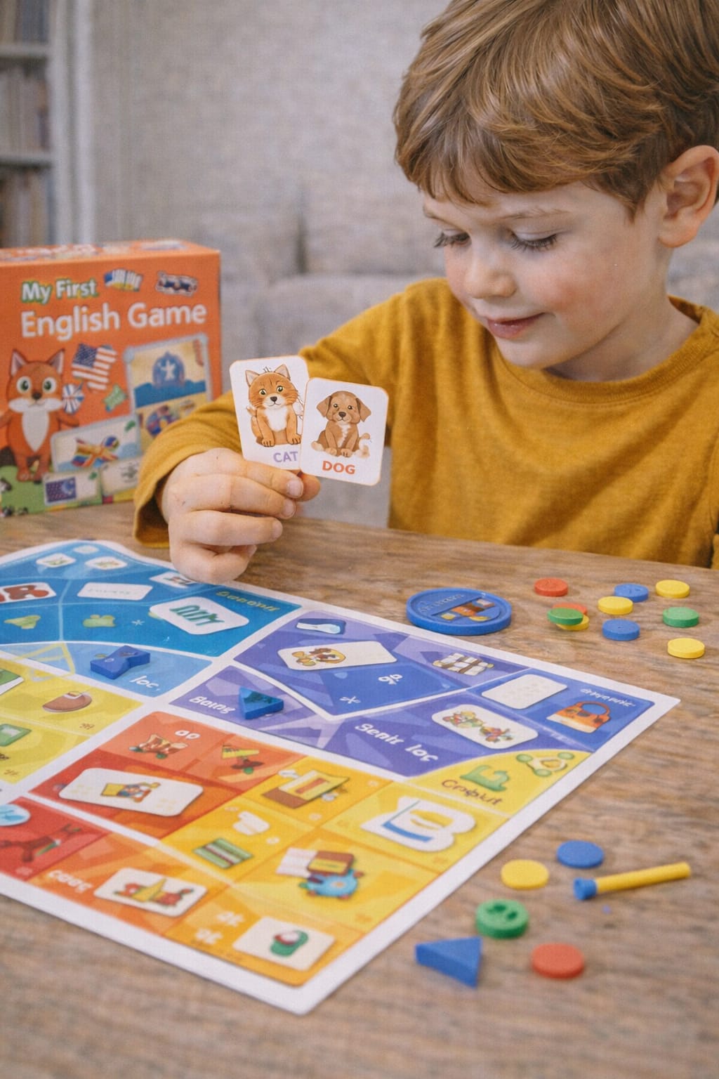 Les meilleurs supports pour apprendre les langues en s’amusant à la maison enfant apprenant une langue étrangère à la maison avec un jeu éducatif