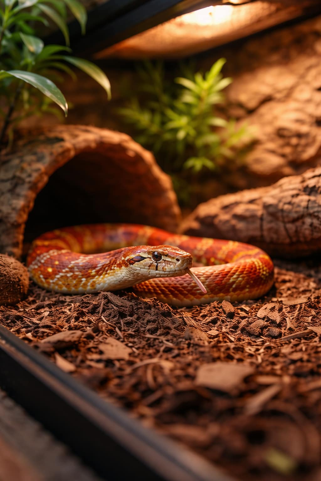 Serpents pour débutants : espèces adaptées, dangers réels et précautions essentielles Serpent de compagnie non venimeux dans un terrarium sécurisé et adapté